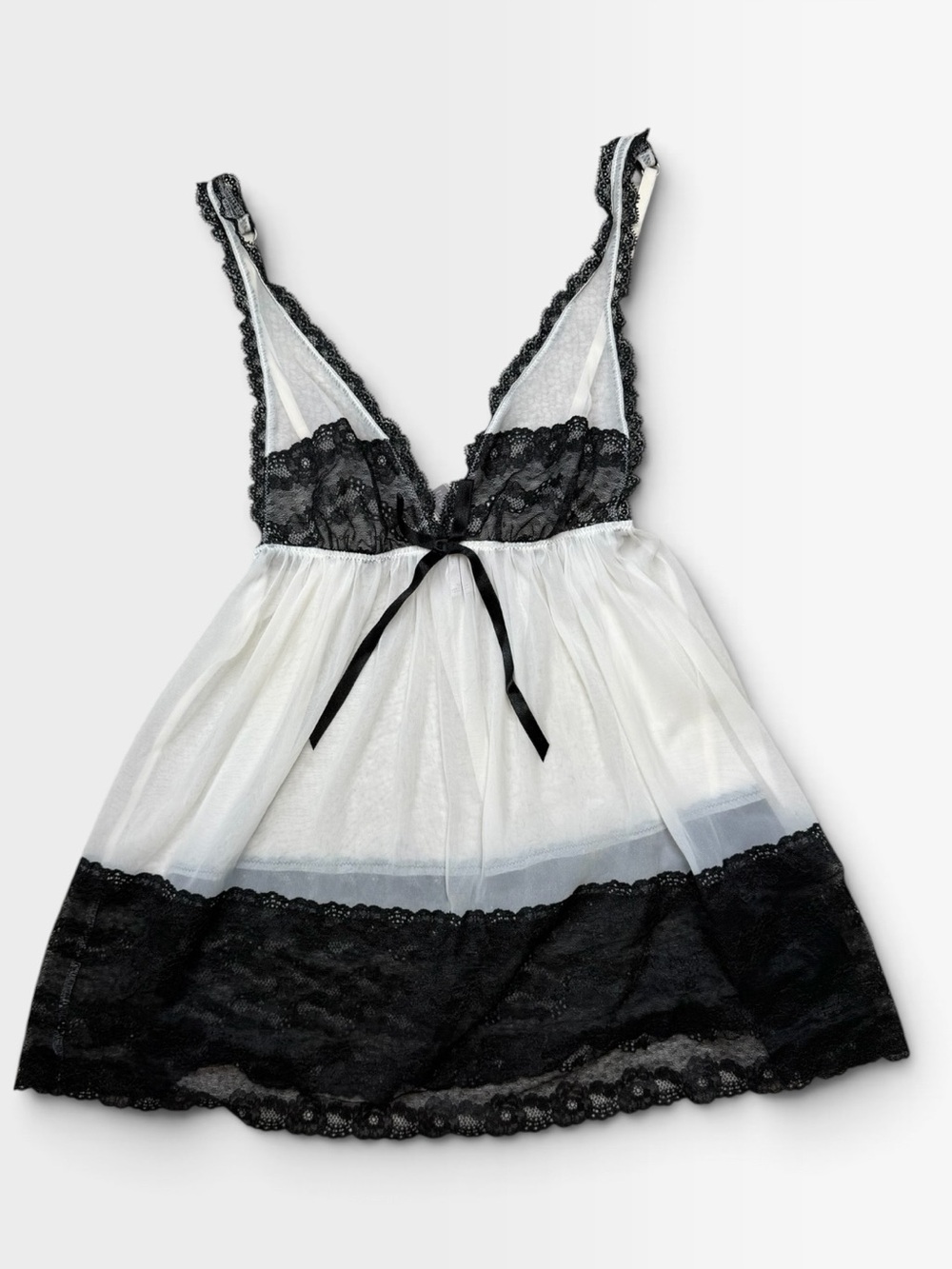 Victoria’s Secret Black Ivory Lace Babydoll Chemise Lingerie S